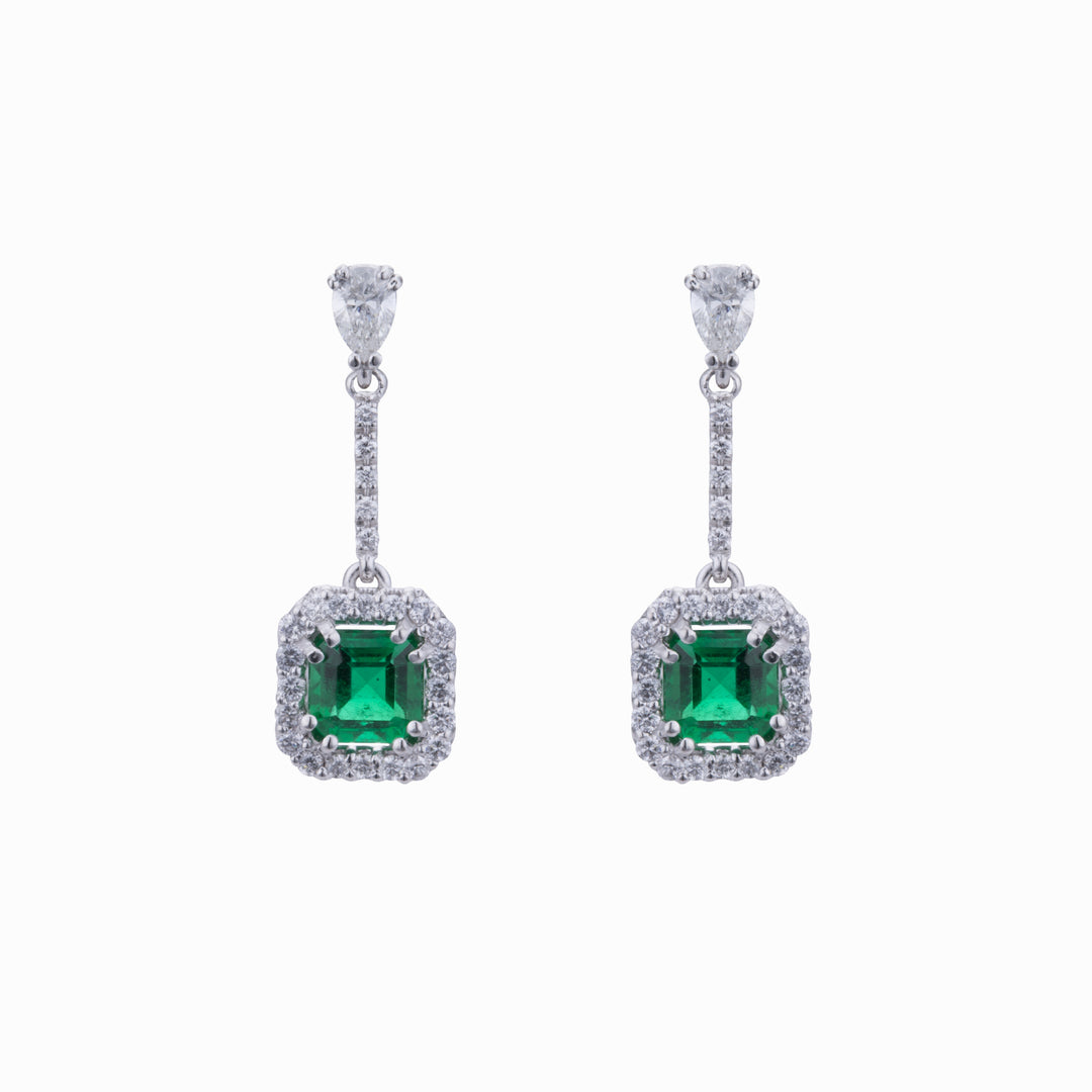 Cercei Golay cu smaralde octogonale 5x6 și stilou cu diamante OCL101DISM56-22011110021