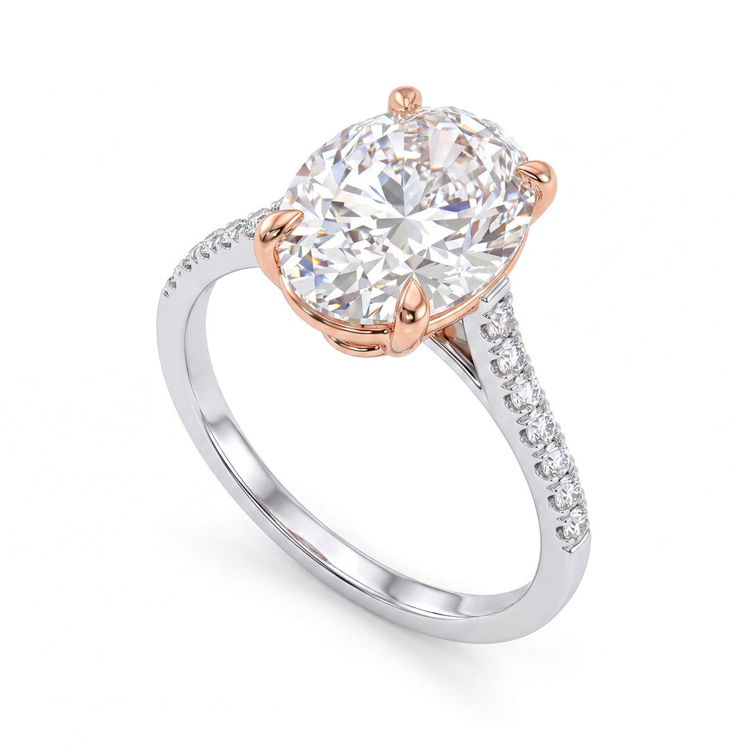 X-Diamond en 18kt lab g.d. samlet ct. 3,16- cent. ct. 3,02 oval - forsænket skaft ct. 0,14 XXDAPU119O7OVBI316