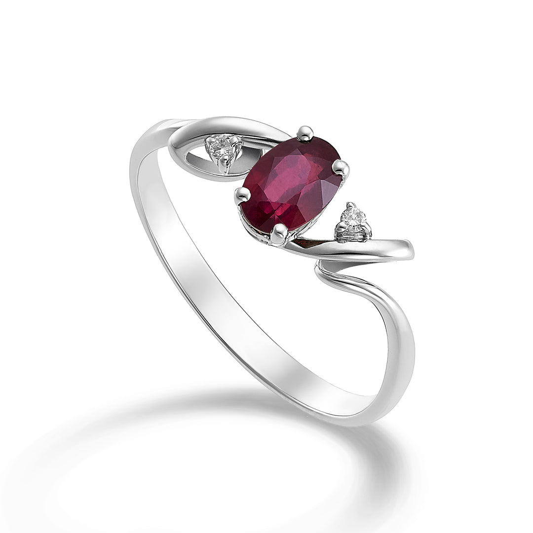 Nihama un rubin de 18k tr. oval 6x4 ct.0,40 diam. ct.0,02 NA5057O4RBC