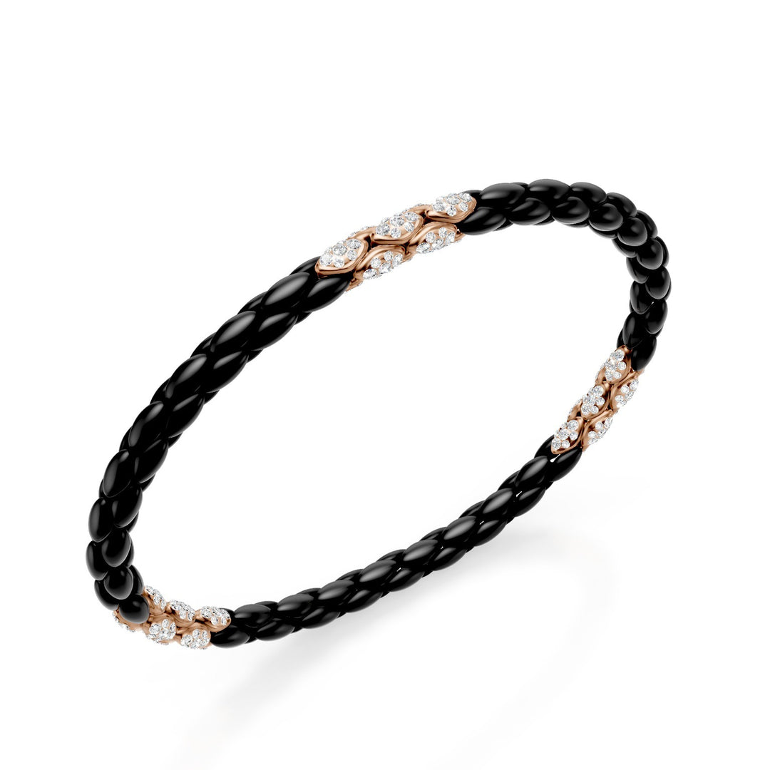 Golay sort titanium armbånd, med 15 18 karat roseguld pavet indlæg, sildebensled, 17,5 cm GBR032E15O3DINE-175