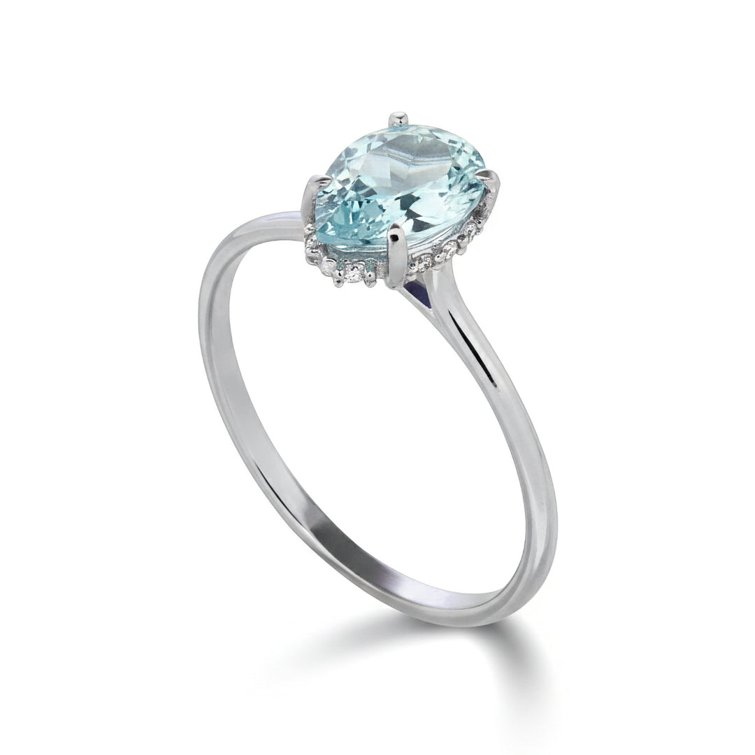 Nihama een 18k aquamarijn druppel 8x6 bezet met diamanten NA5225O4AM