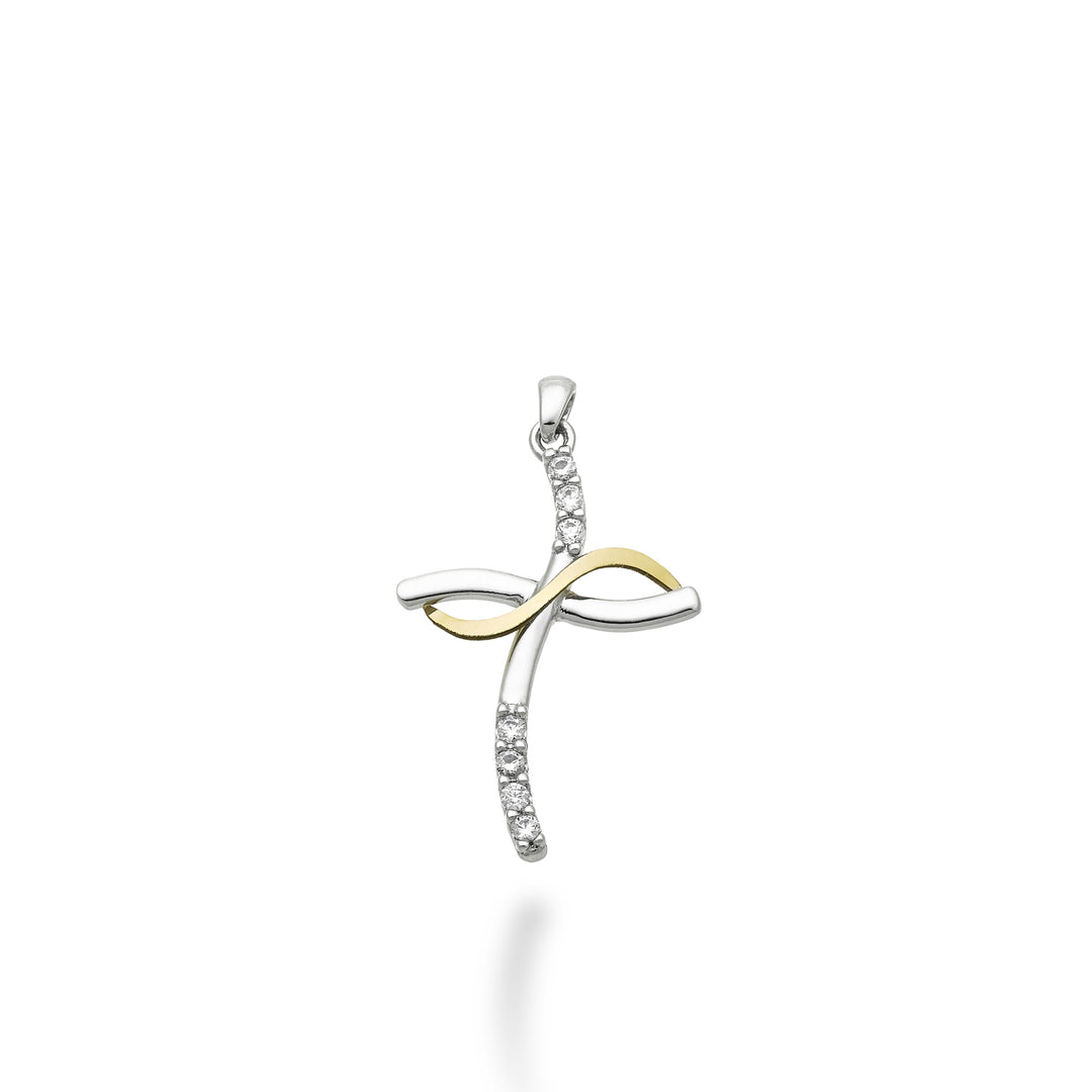 Nihama pe 18k 0,07 ct krzyż z białego/żółtego złota 1,9 cm NP5013O7BR007