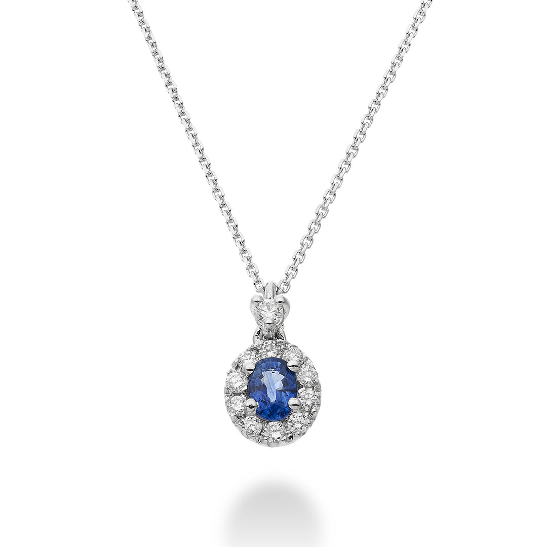 Colar Golay com pingente oval de safira 6x5 e diamantes PCL122DIZB56-22243110024