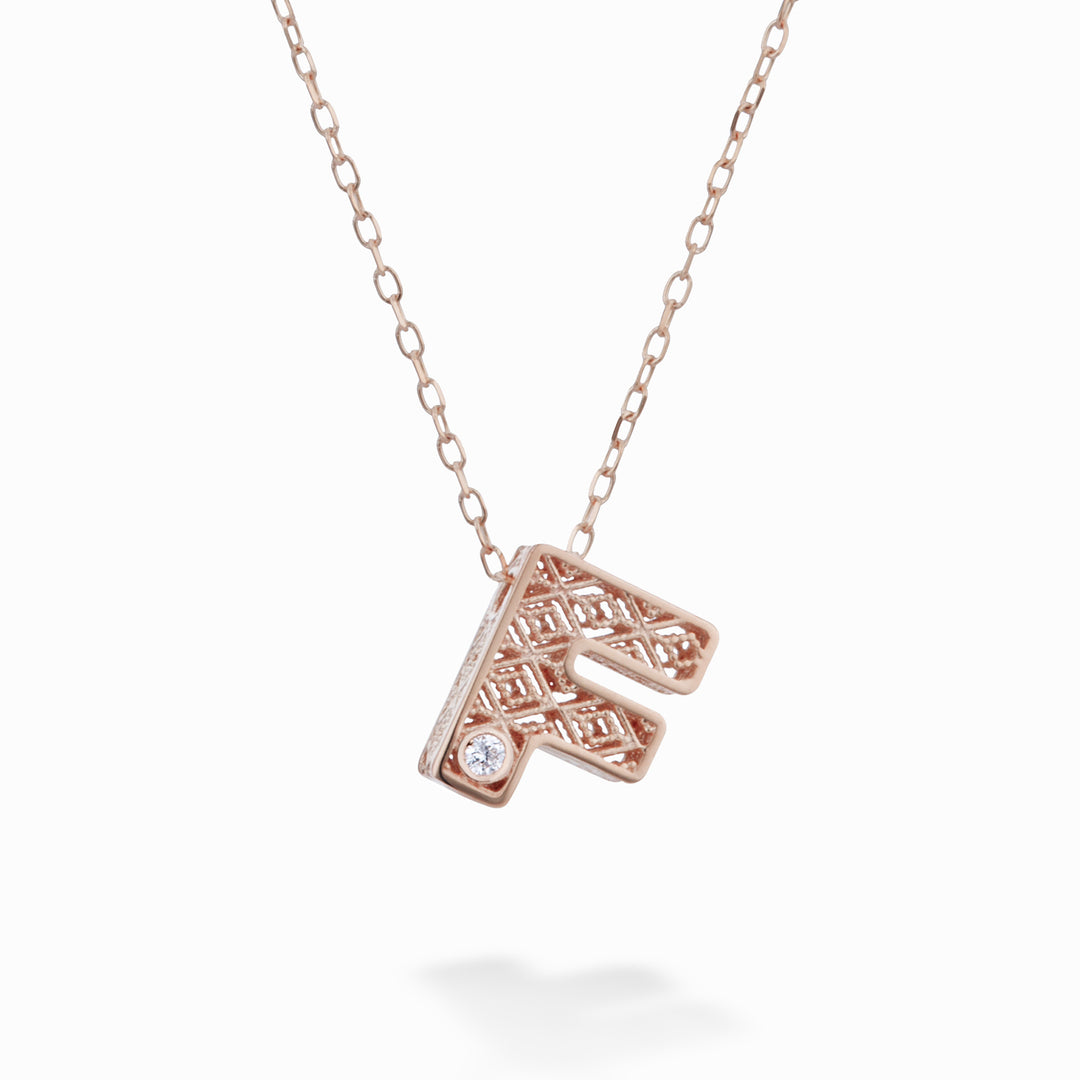Mikiko cl 18k letter f roségoud diam. ct.0,01 MDLETFO3