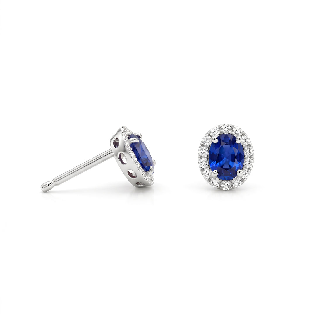 Mikiko ή 18k οβάλ ζαφείρι 5x4 με περίγραμμα διαμαντιού MO5184O4ZFD