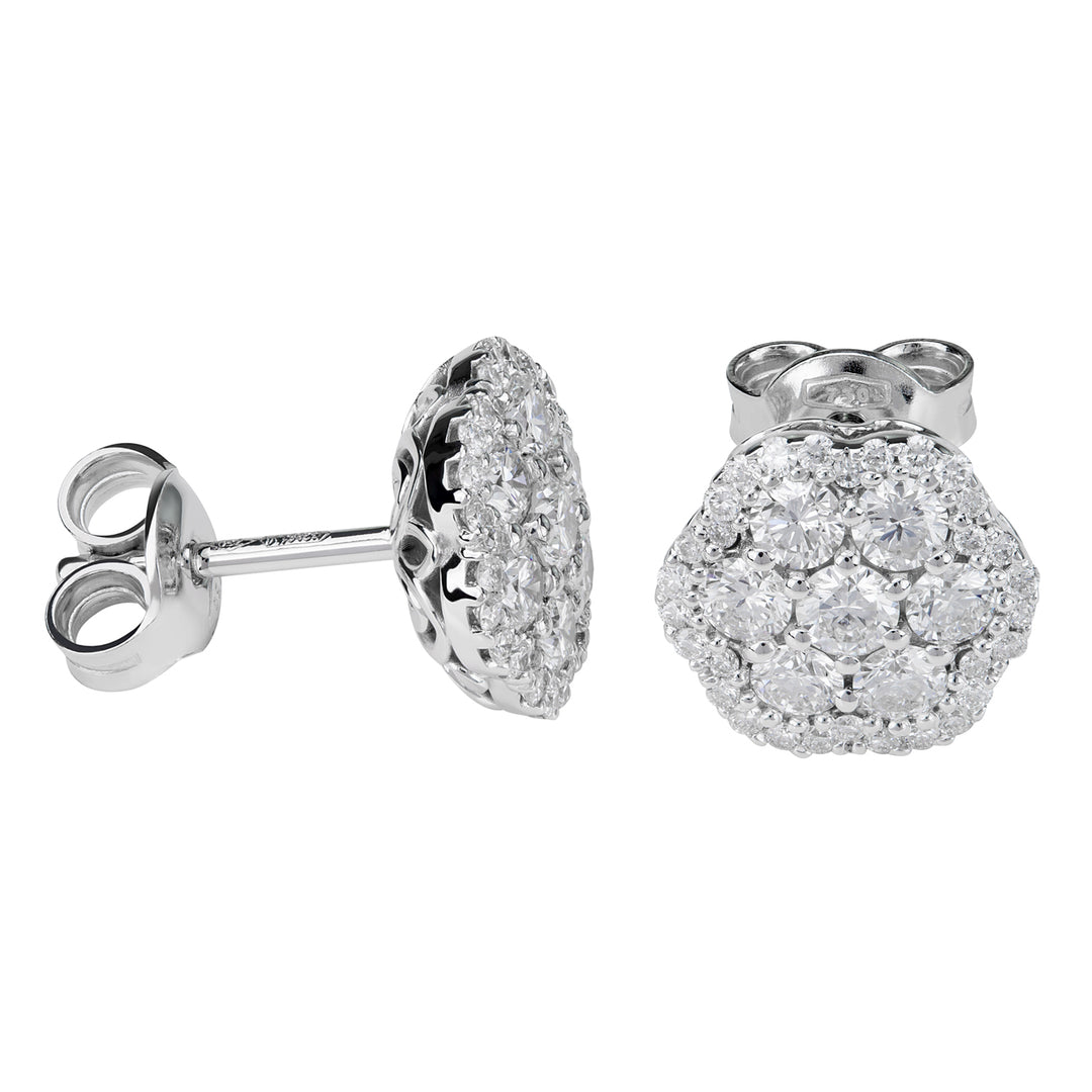 Golay-Ohrringe mit weißen Diamantblumen und Umriss OPV007TDI-21188110013
