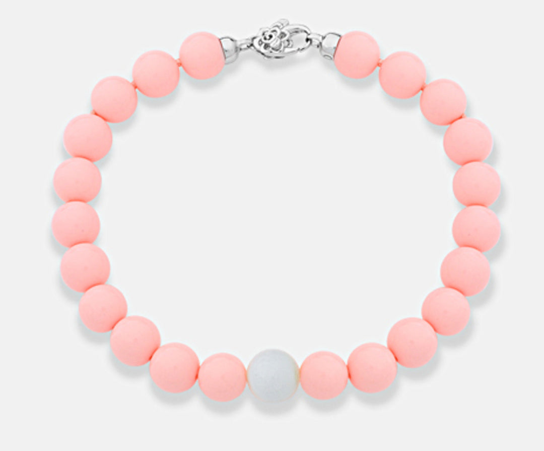 Mikiko br ag925 agglomerate of pink coral and white agate 10mm MB7364A4CORALLO010