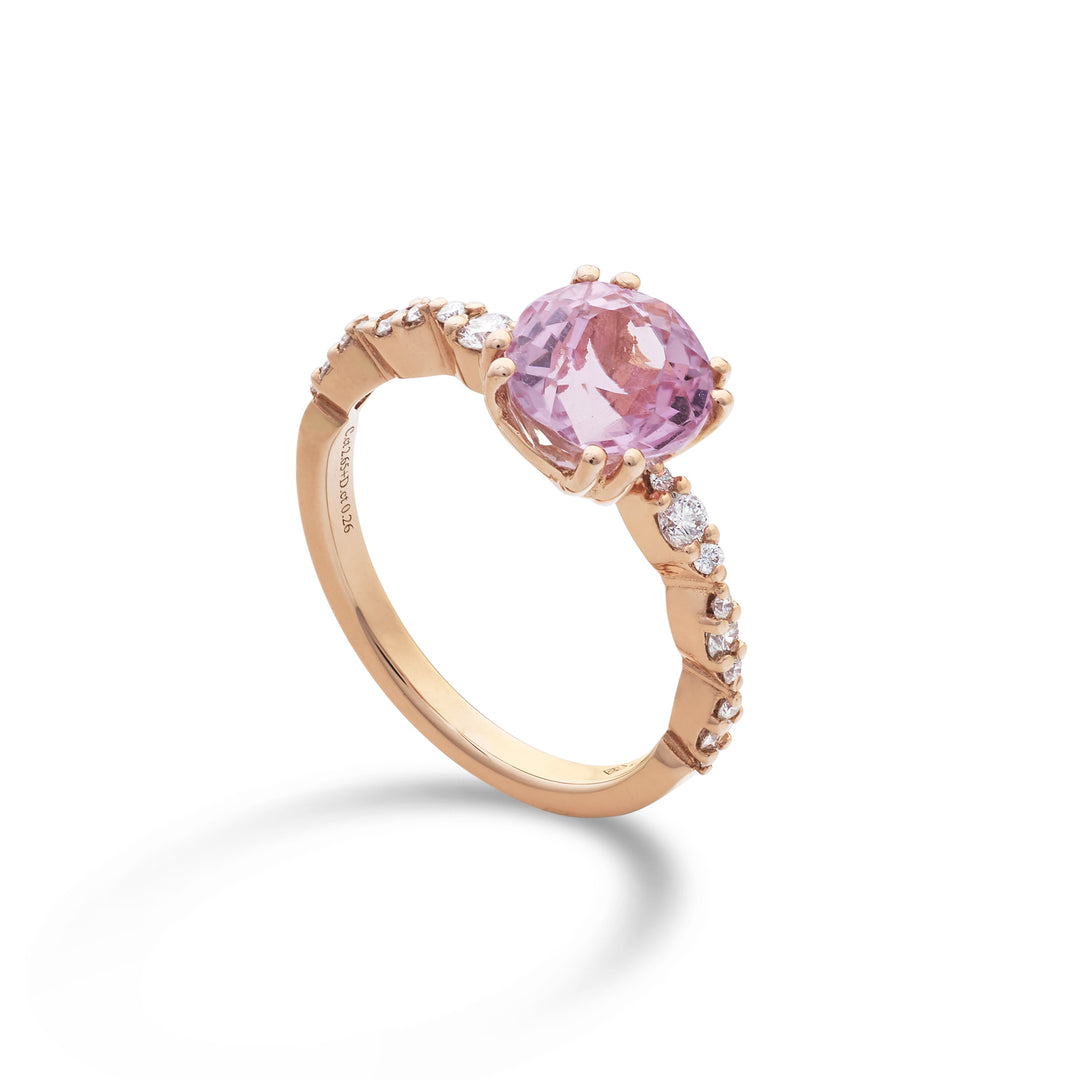 Mikiko un kunzit rotund de 18k 8mm ct.2.65 diam. ct.0.26 MACLC089DKZ88O3.265