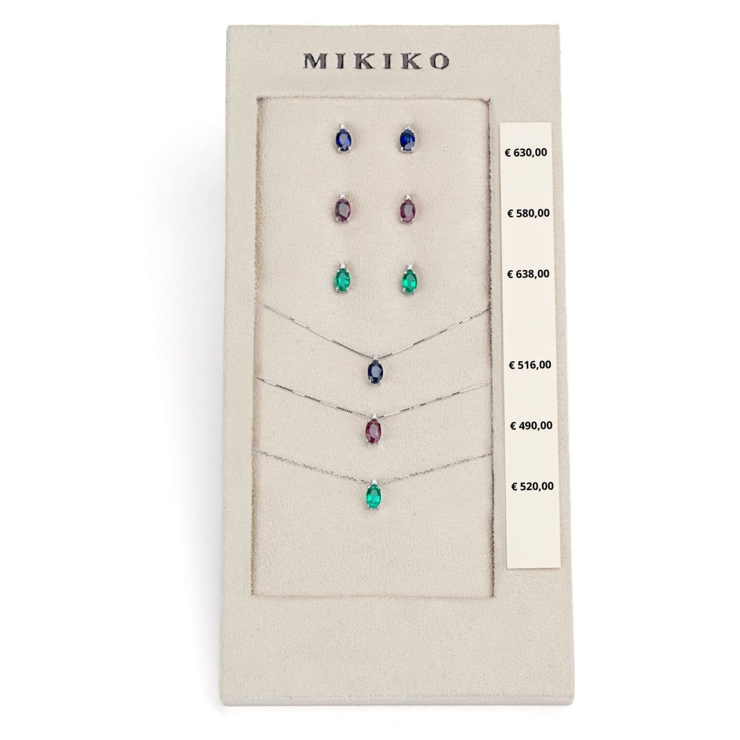 Mikiko-Paket Kl. 5034 + oder 5023 18kt oval 6x4 Saphir, Rubin und Smaragd tr. M.LIGHTBOX.9-T