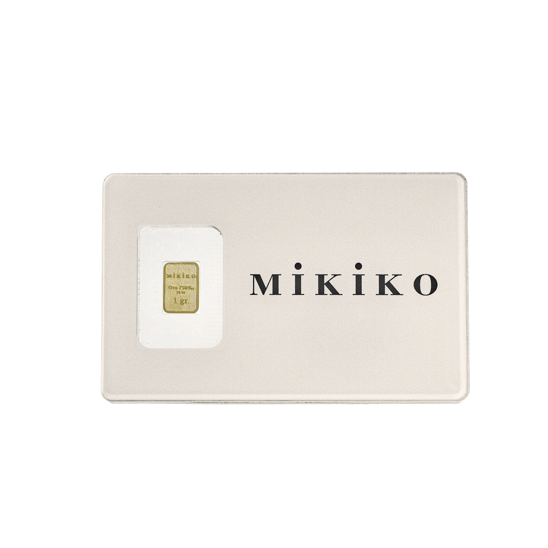Mikiko 1 gram 18k zlatý ingot blistr, v mikiko plexi BLTGOLD1G_MK