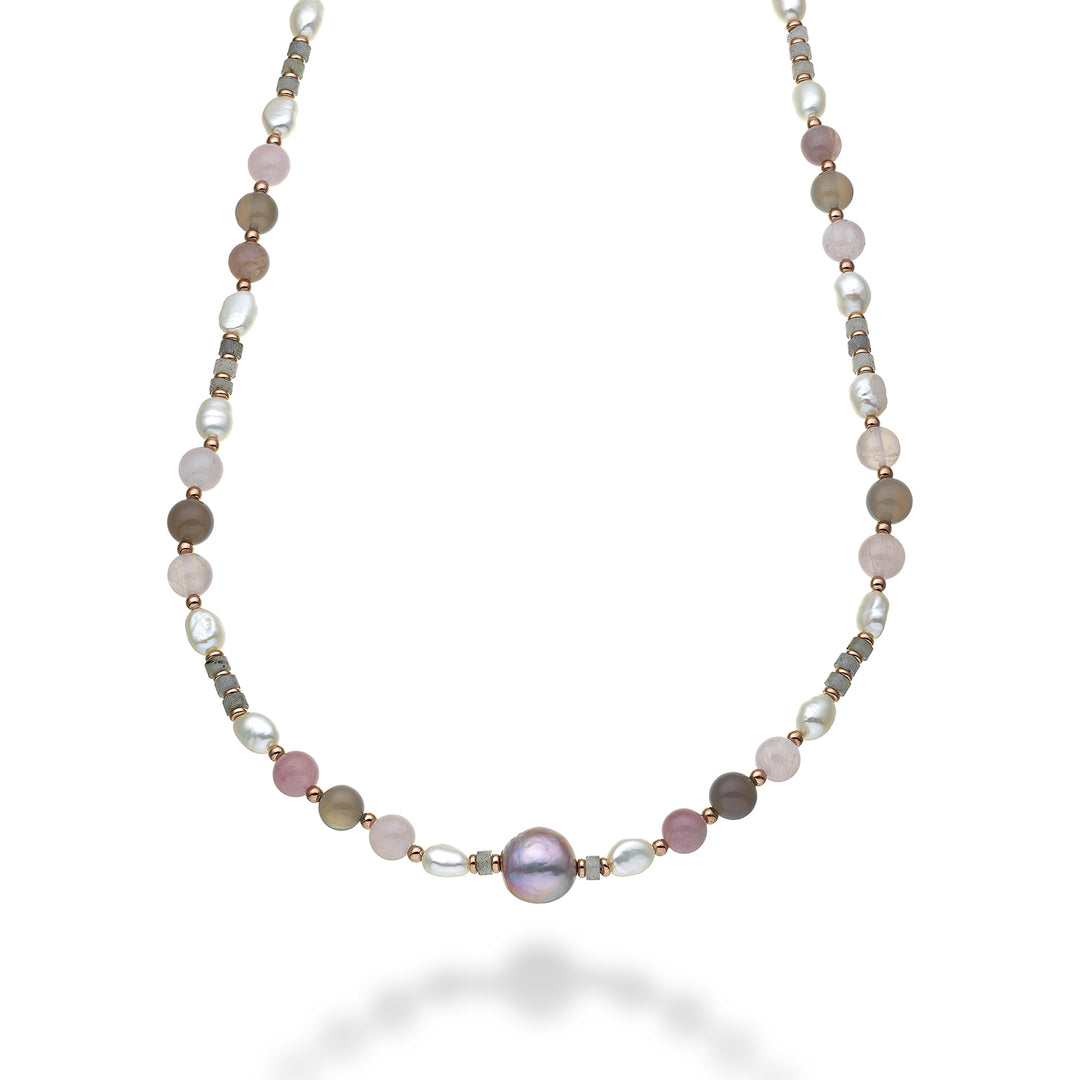 Nihama cl ag925 fw bar 6/7 nucl.12/14 pink opaali ja harmaa akaatti 8mm 60 cm NC7134A3OPALEROSA