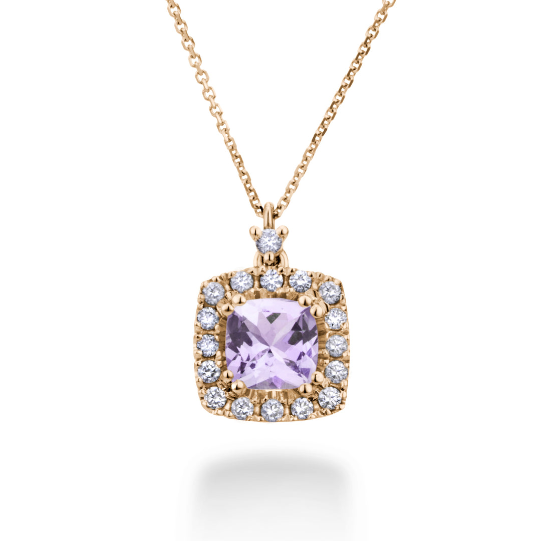 World Diamond Group kunzite cushion necklace 9x7 and diamonds PCL076DIKZ79-24082110084