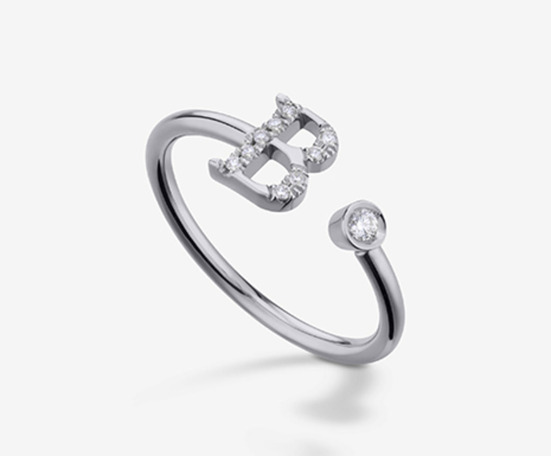 Golay an 9k letter b big white gold diam. ct.0.08 GAFBD2R4
