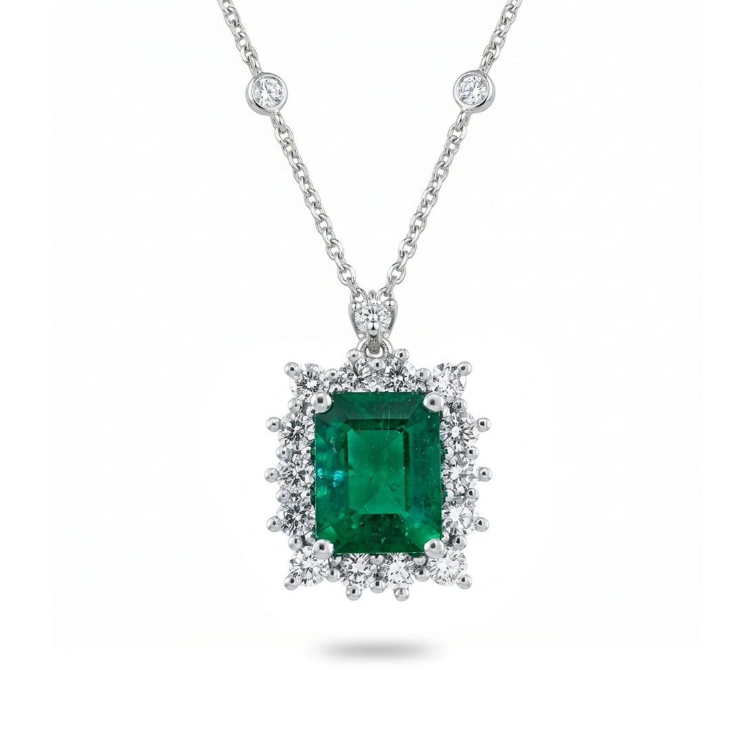 Golay smaragd halskæde 8x6 ottekantede diamanter PCL079DSM86-26071110364