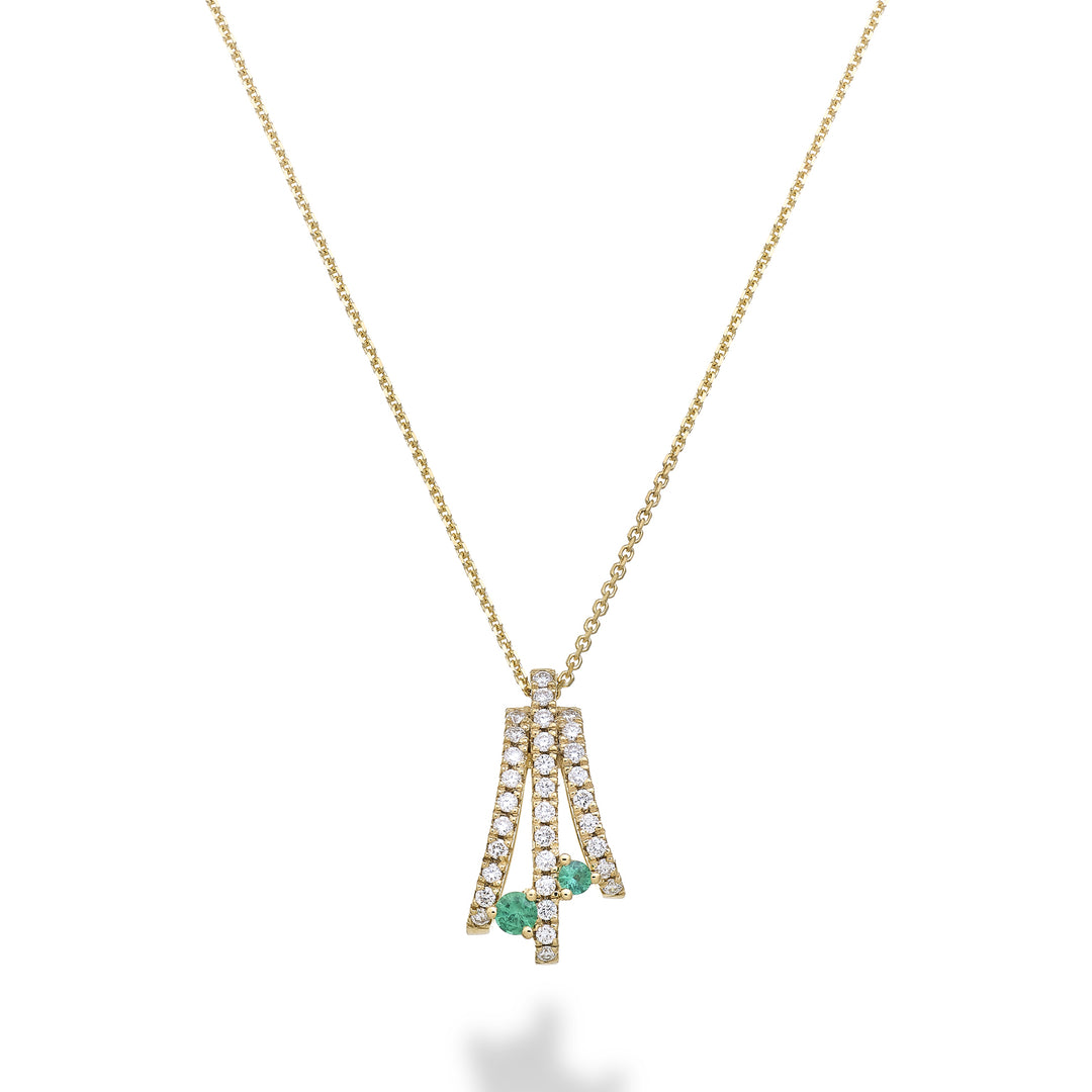 Golay necklace with three rows of diamonds and two tangent emeralds GMF779DSMG-25335110176