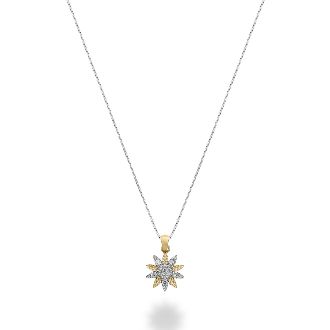 Mikiko cl 18k blommönster med diamanter, element i gult guld och vitguld MD5200O7BR003