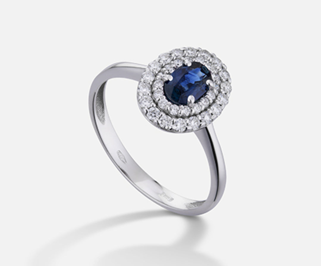 Mikiko 18k safír č. oválný 6x4 ct.0.62 dia ct.0.33 MA5117O4ZFN062