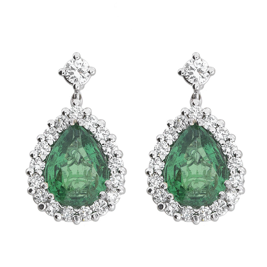 Golay smaragdové náušnice 6x8 diamantový obrys OCL027WDISM-17303110021