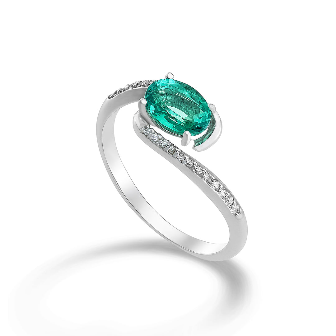 Nihama una esmeralda ovalada de 18k 7x5 ct.0,60 diam. unidad 0,085 NA5101O4BE
