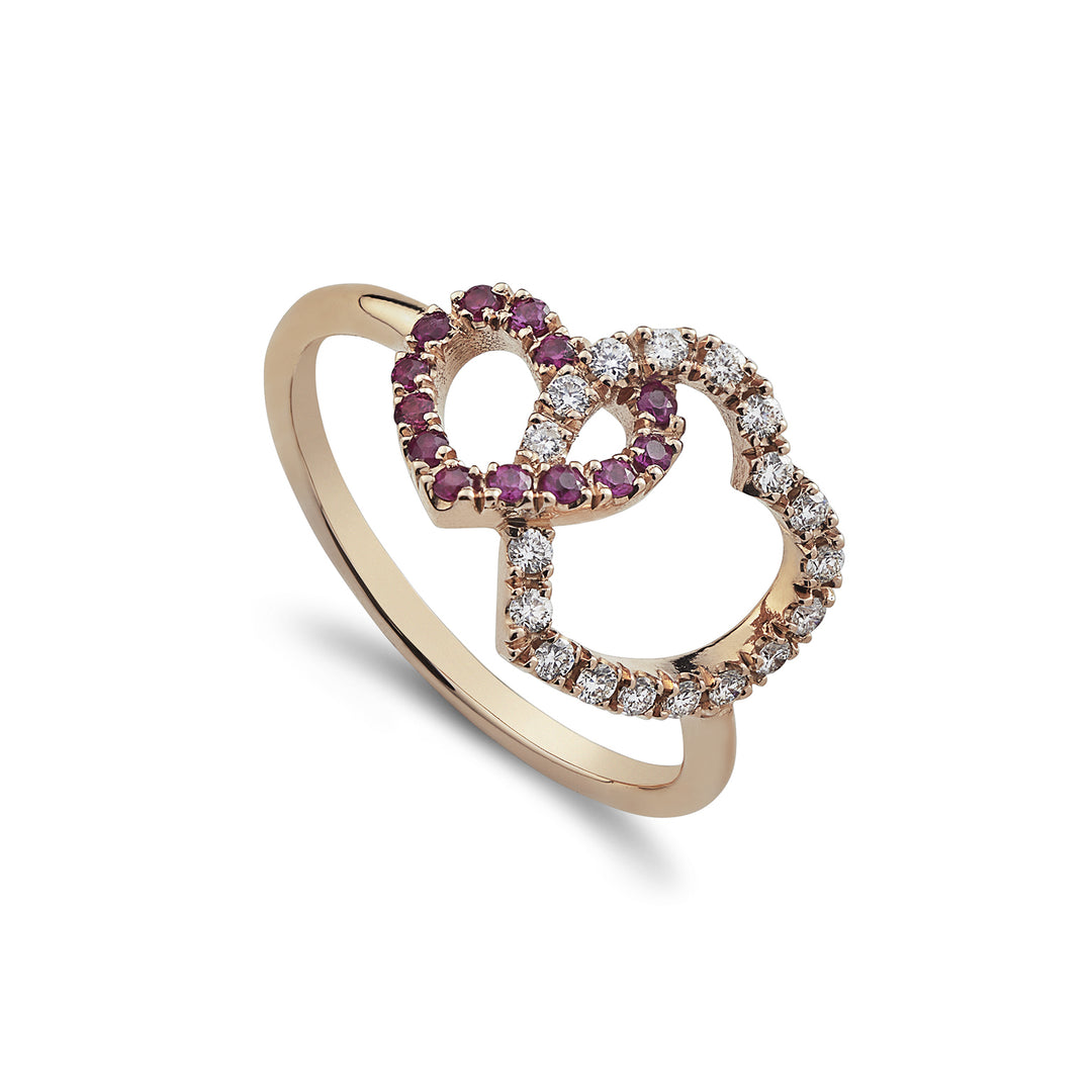 Golay ring love me två hjärtan krokade diamanter+rubin AFCU014DIRU-22164110019