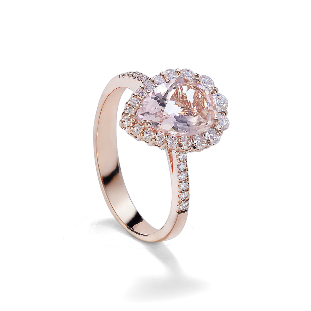 World Diamond Group inel de morganite picătură 10x7 și contur de diamant ACLC117DIMO2-23038110043