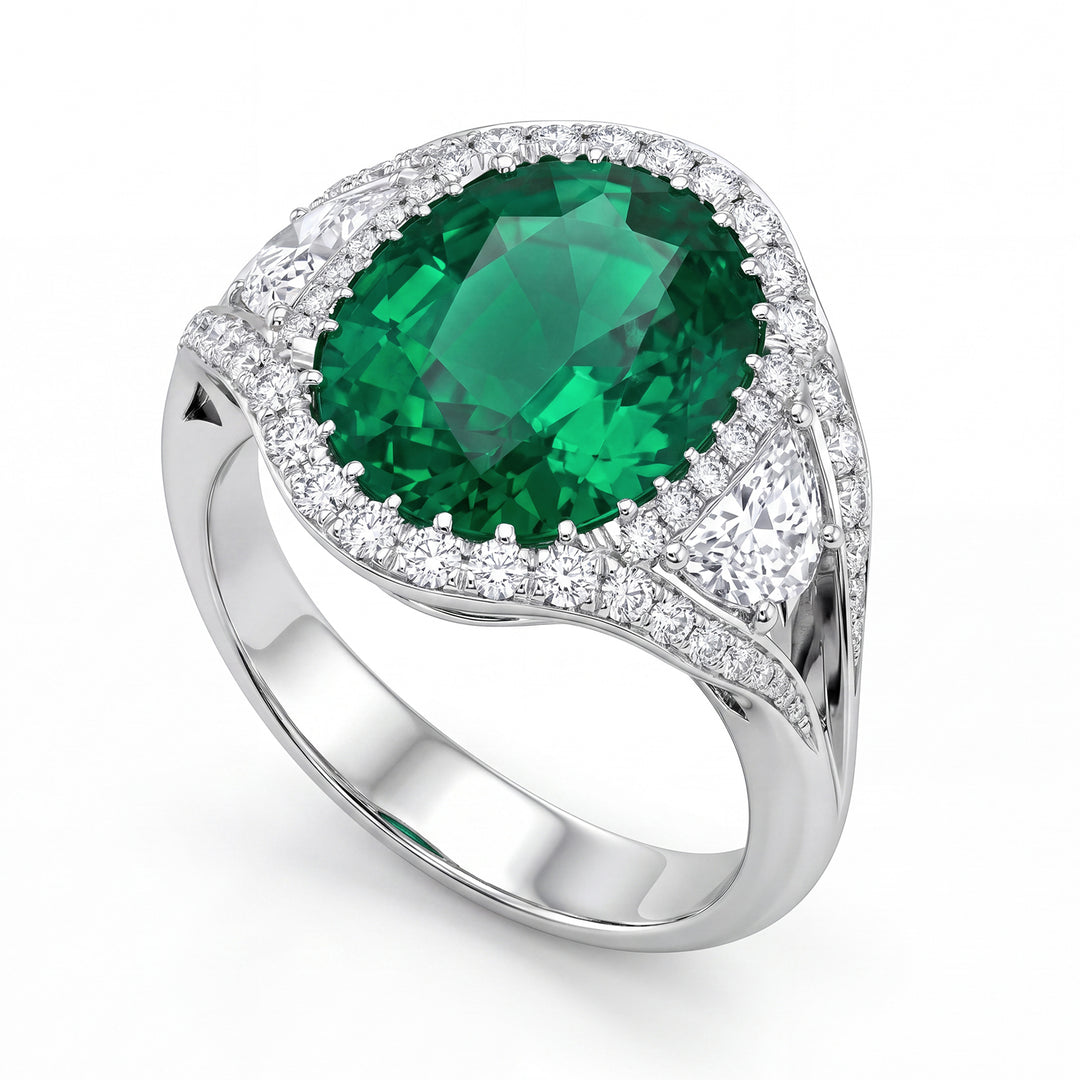 Inel de smarald World Diamond Group 3,64 ct și 1/2 luni APU087WDISM-16182110077