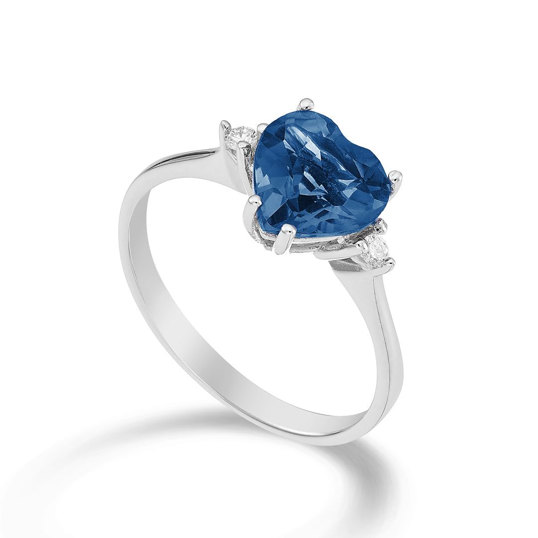 Nihama un corazón de topacio azul Londres de 18k 8x8 ct.2.00 diam. 0,05 quilates NACL198DITPBL88O4