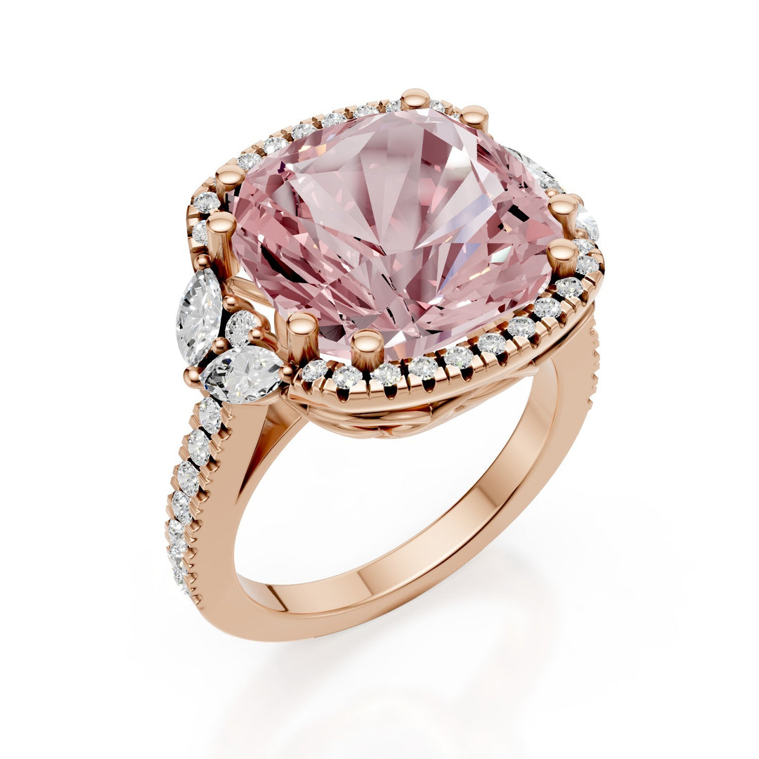 Golay morganite pehmusterengas 12x12 ruusukulta ääriviivat APU542DMO-25192110082