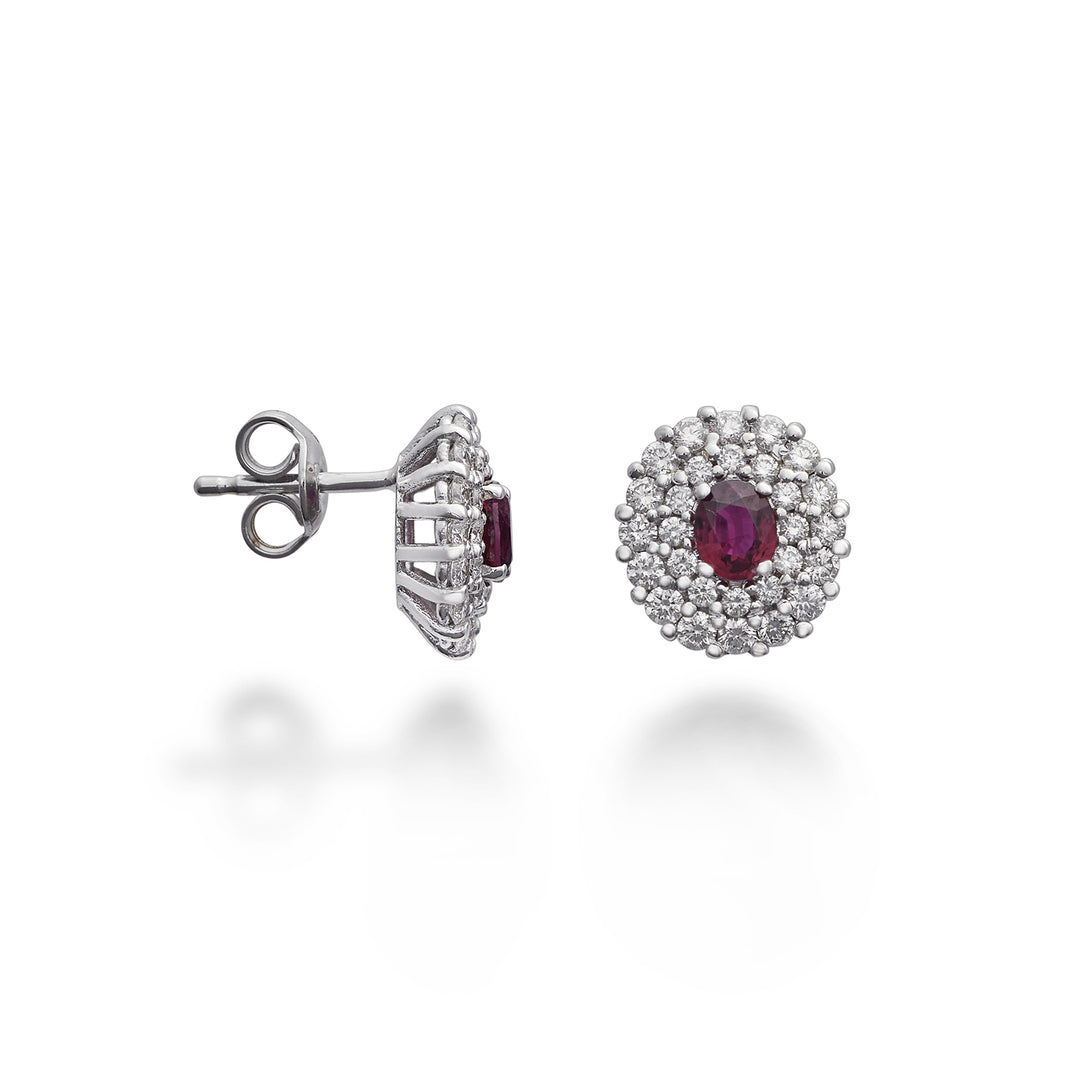 Brincos ovais de rubi Golay 4x3 duplo cont. diamantes OCL128DIRU43-22126110020