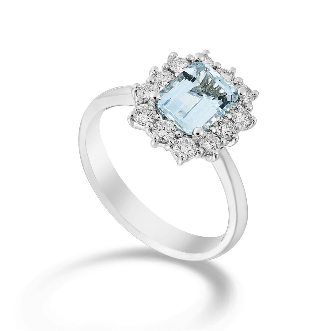 Inel World Diamond Group cu aquam. oct. 9x7-12 pietre de contur ACL058DIAQ97-24197110020