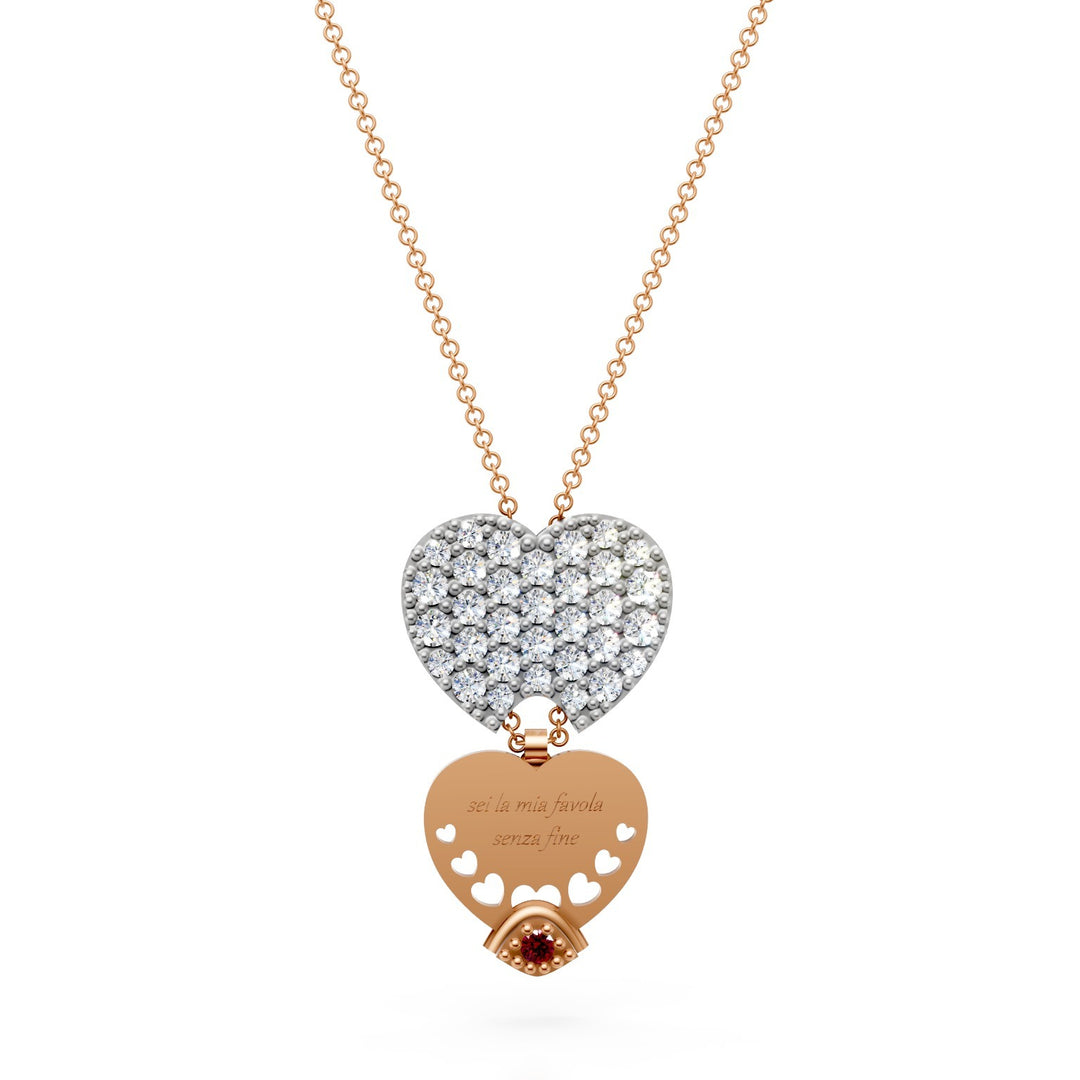 Colar Golay com pingente de coração pequeno pave e gaveta GD653DRUBR-26042110239
