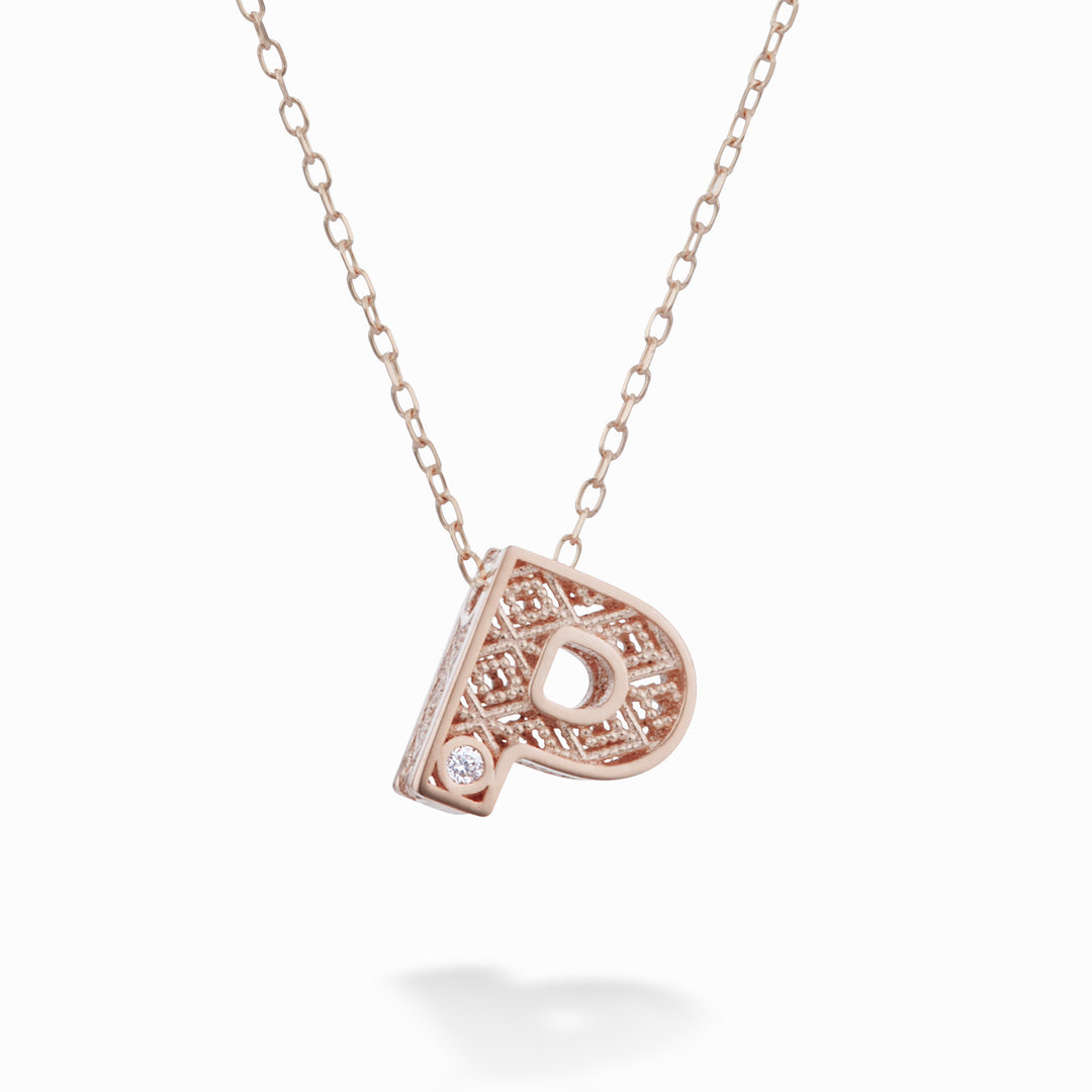 Mikiko cl 18k písmeno p růžové zlato pr. ct.0.01 MDLETPO3
