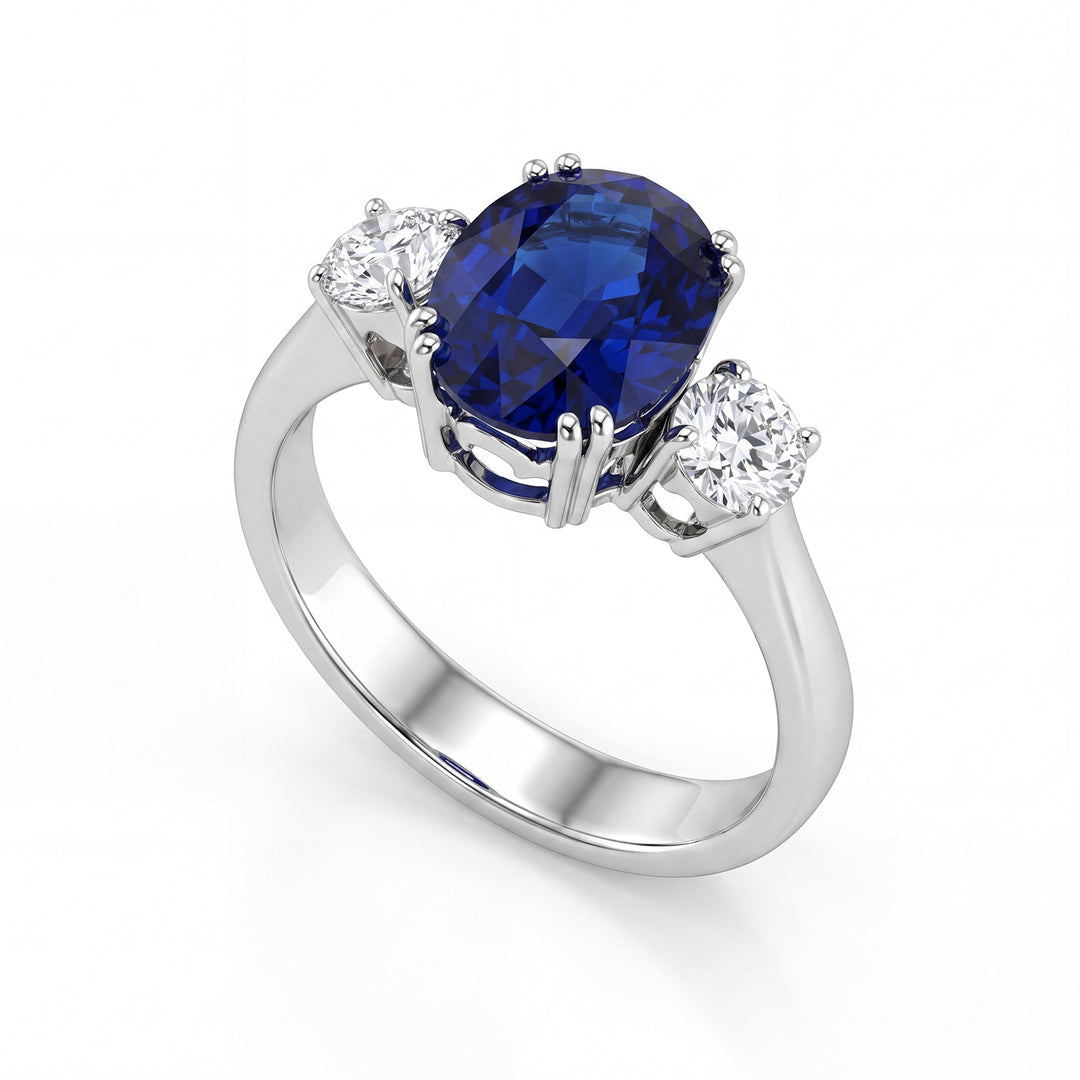 World Diamond Group ring met ovale saffier 3,02 ct en diamanten APU107WDIZB-16257110066