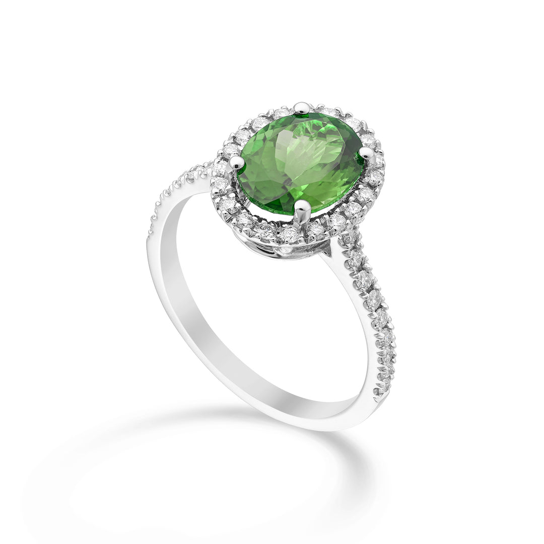 Anillo Golay ovalado turmalina verde 8x10 y diamantes ACLC070DITOG6-22283110089