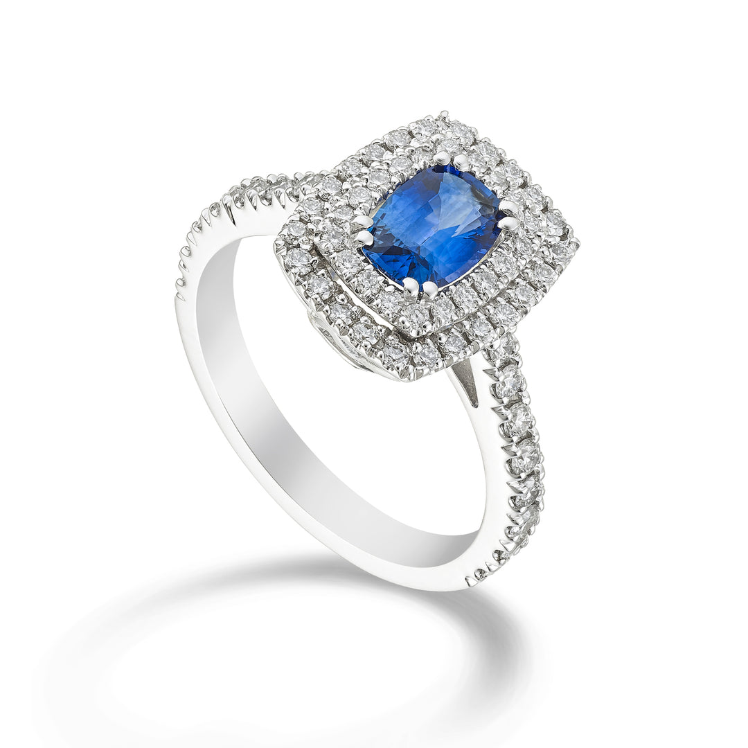 Inel Golay cu perna albastra dimensiune safir. 7x5 cu diamant ACLC098DIZB57-23277110087