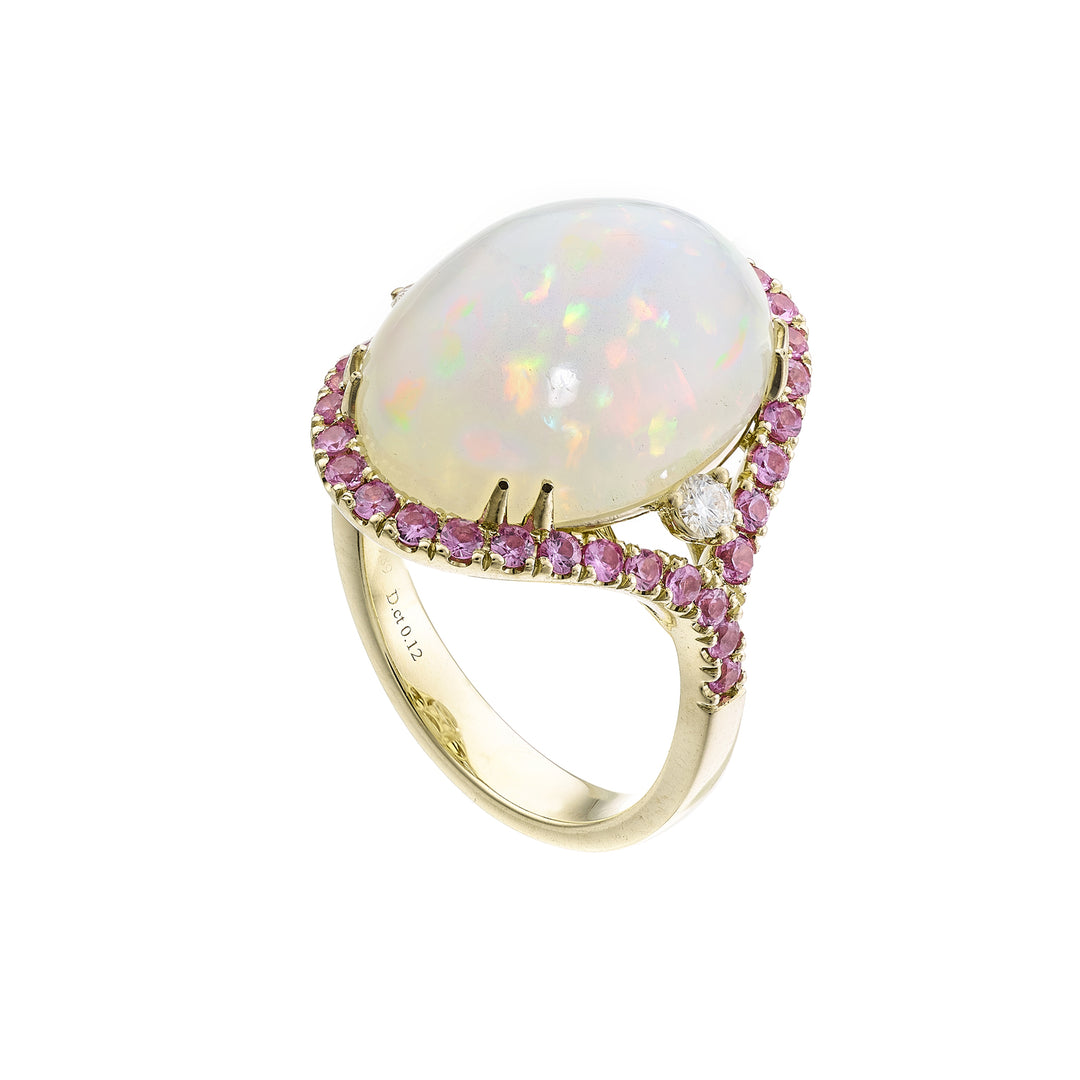 Inel opal cabochon Golay ov 18x13 diam lat și zaf roz ACLC014ZPOP-24043110210