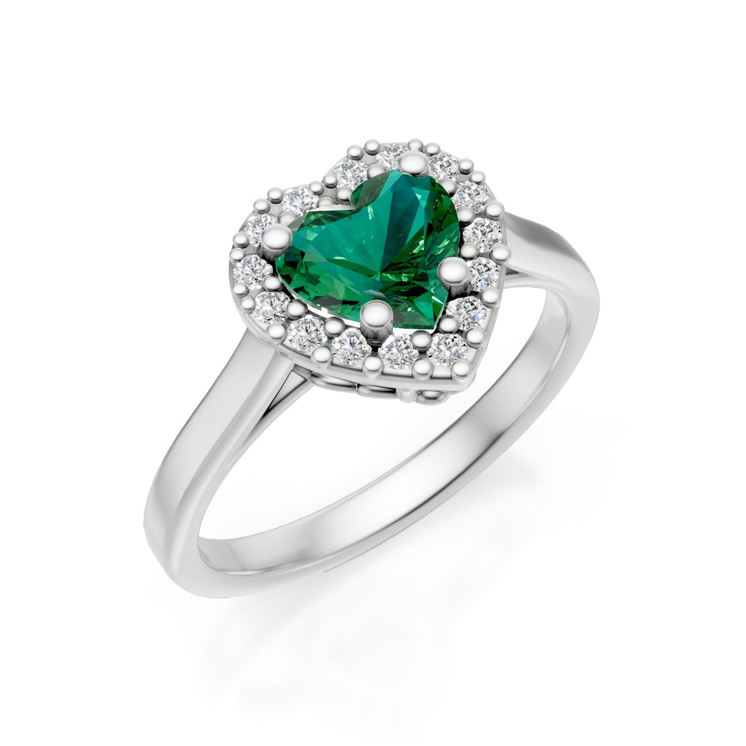 Bague émeraude cœur Golay 6x5 avec contour diamant ACLC644DSM65-25066110114