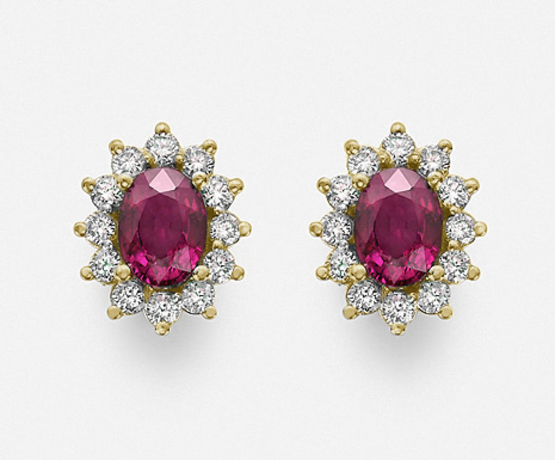 Nihama eller 18k ruby ​​n. oval 7x5 ct. 1,70 diam. 0,60 ct gult guld NO5031O1RBN170