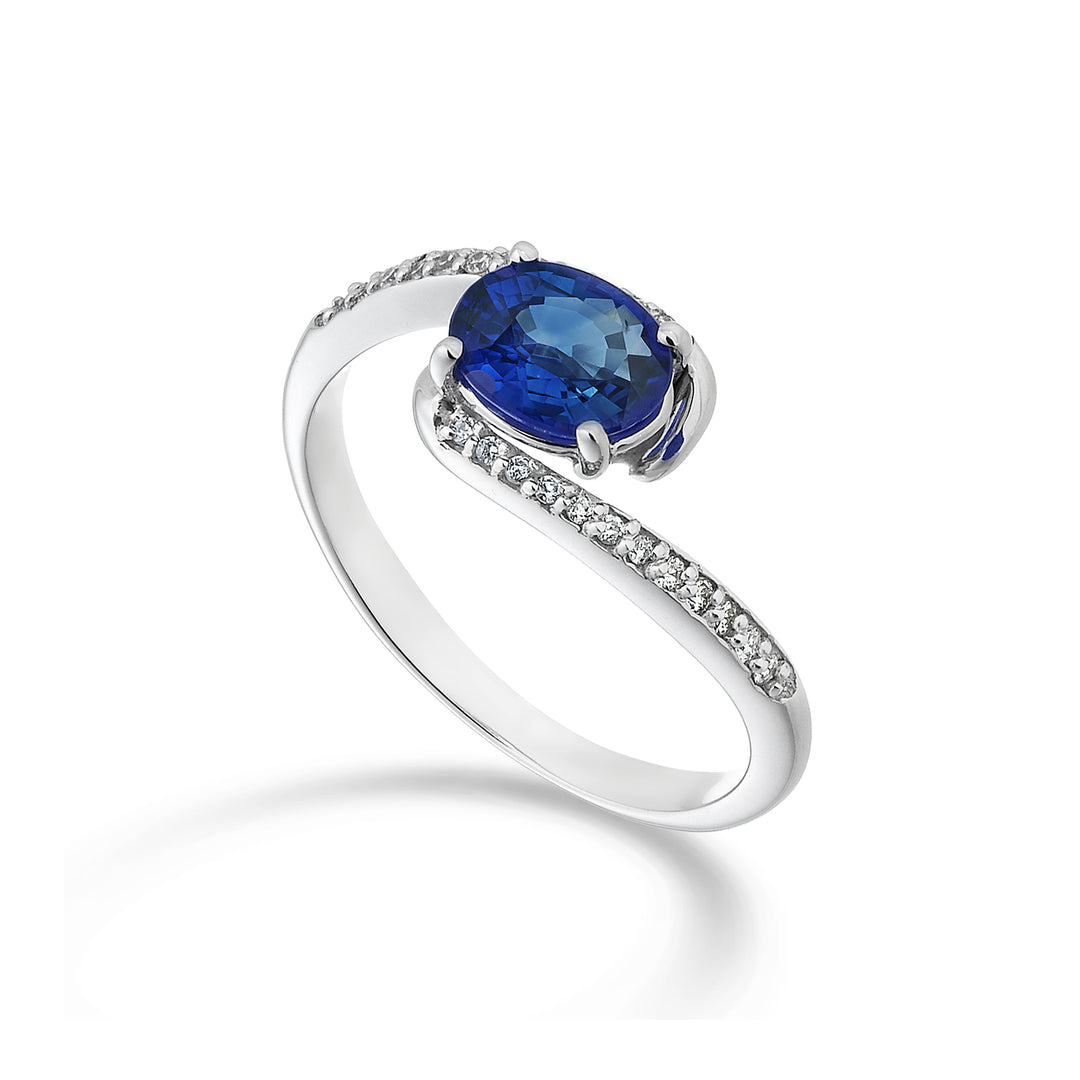 Nihama an 18k sapphire no. oval 7x5 ct.1.05 diam. ct.0,085 NA5101O4ZFN105