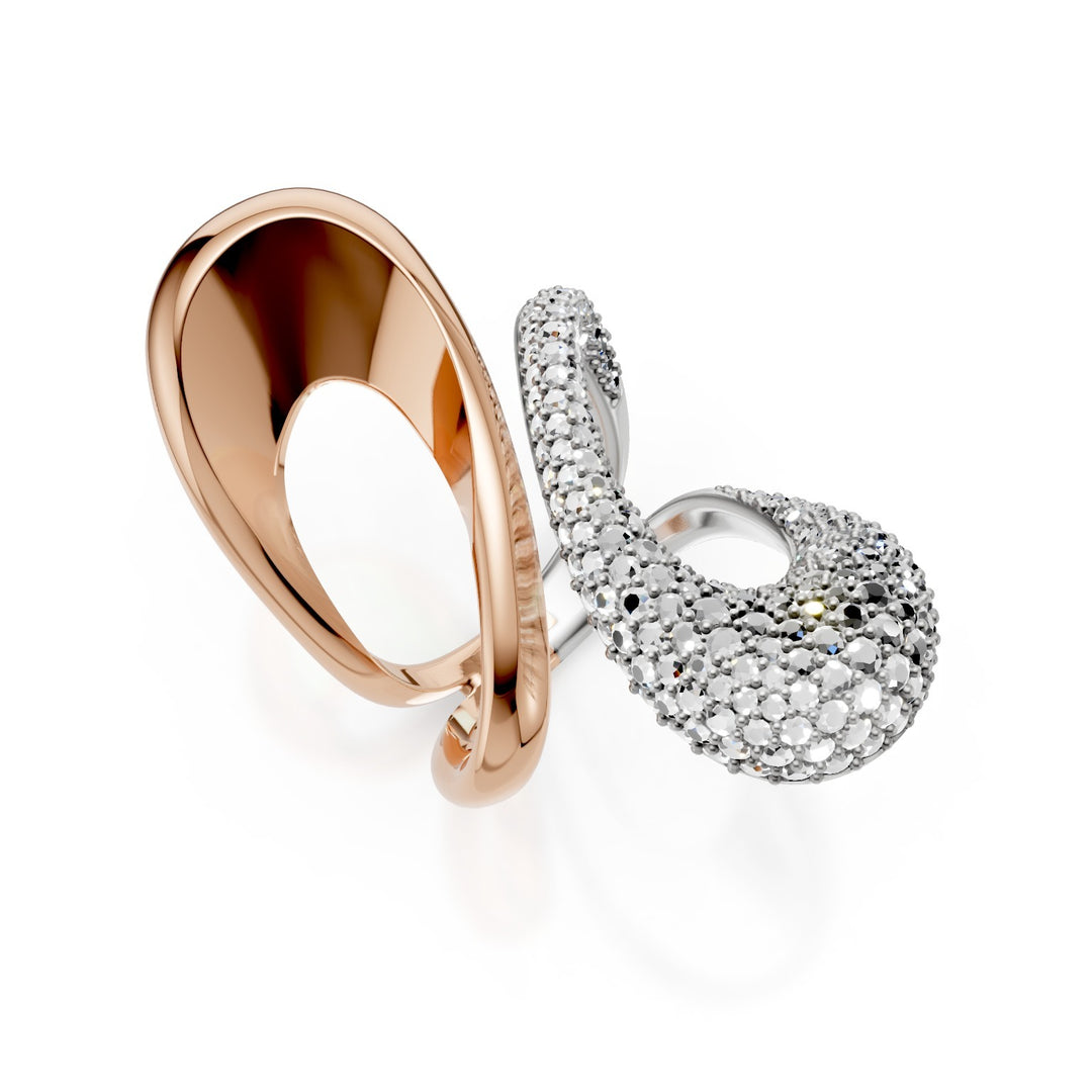Golay tofarvet hvid og pink ring, pave&