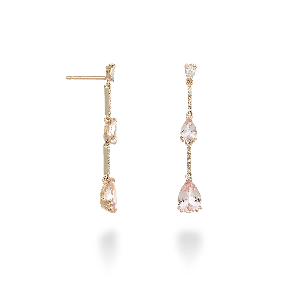 Brincos Golay pend morganite com escalar e queda de barra. OCL195DMOP68-23193110041