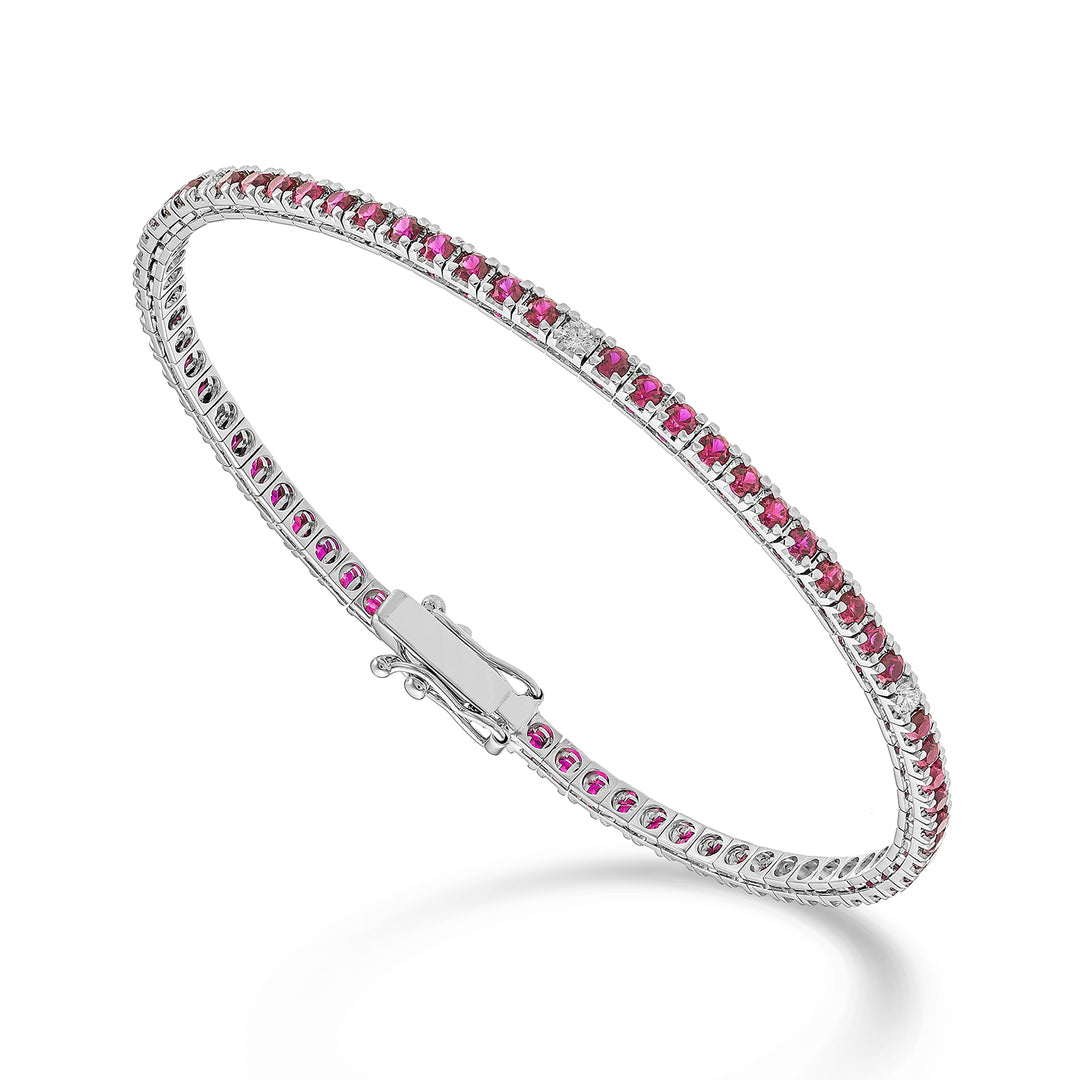 Mikiko br tennis 18k rubies 2.90 ct diamonds. 0,22. 17.5 cm - 71 settings MBTQ250RBRDIO4
