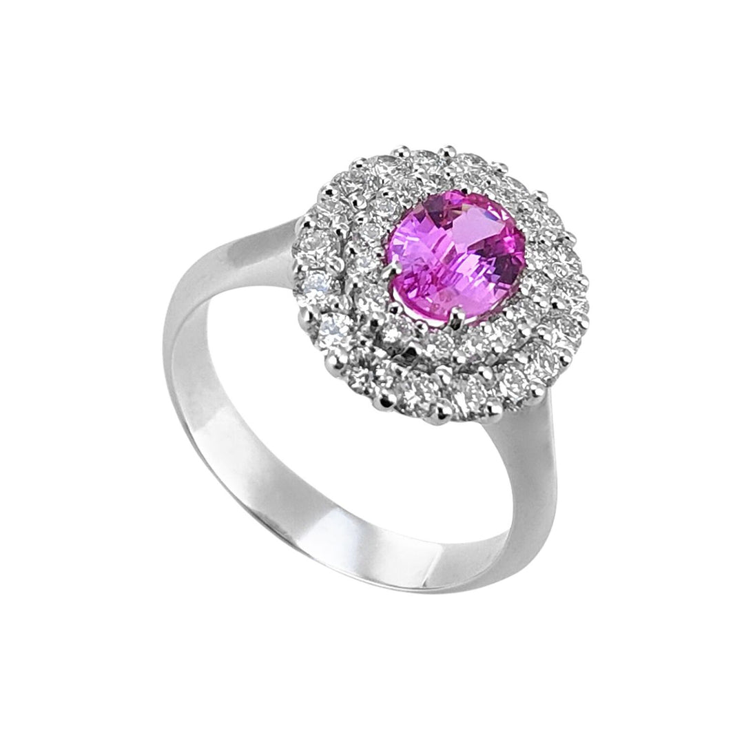 Anel Golay com tamanho oval de safira rosa. 4x3 quilates. 0,22 e ACLC128DIZP34-23271110014