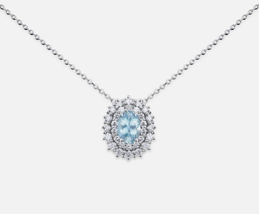 Nihama cl 18k ovaal aquamarijn 6x4 ct.0.30 dia ct.0.37 ND5060O4AM
