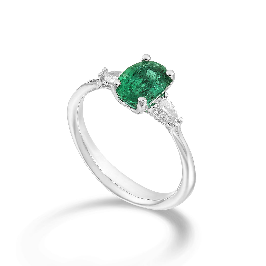 Inel oval de smarald Golay 8x6 și diamante lat drop ACL202DISM68-23094110019