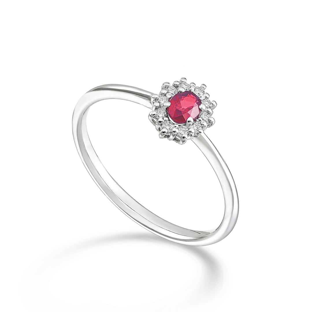 Nihama een 18k nat. robijn. ovaal 4x3 ct.0,20 diam. 0,08 ct NA5166O4RBN