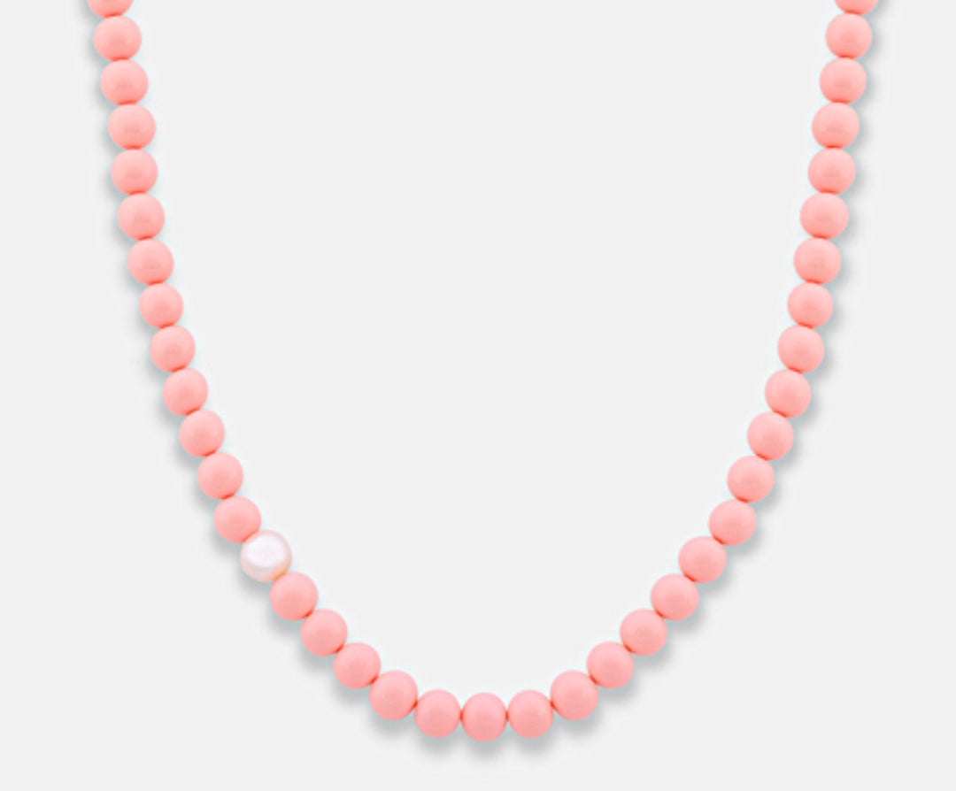 Nihama cl ag925 fw 9/10 rosa korallagglomerat 8mm 50 cm NC7092A4CORAL