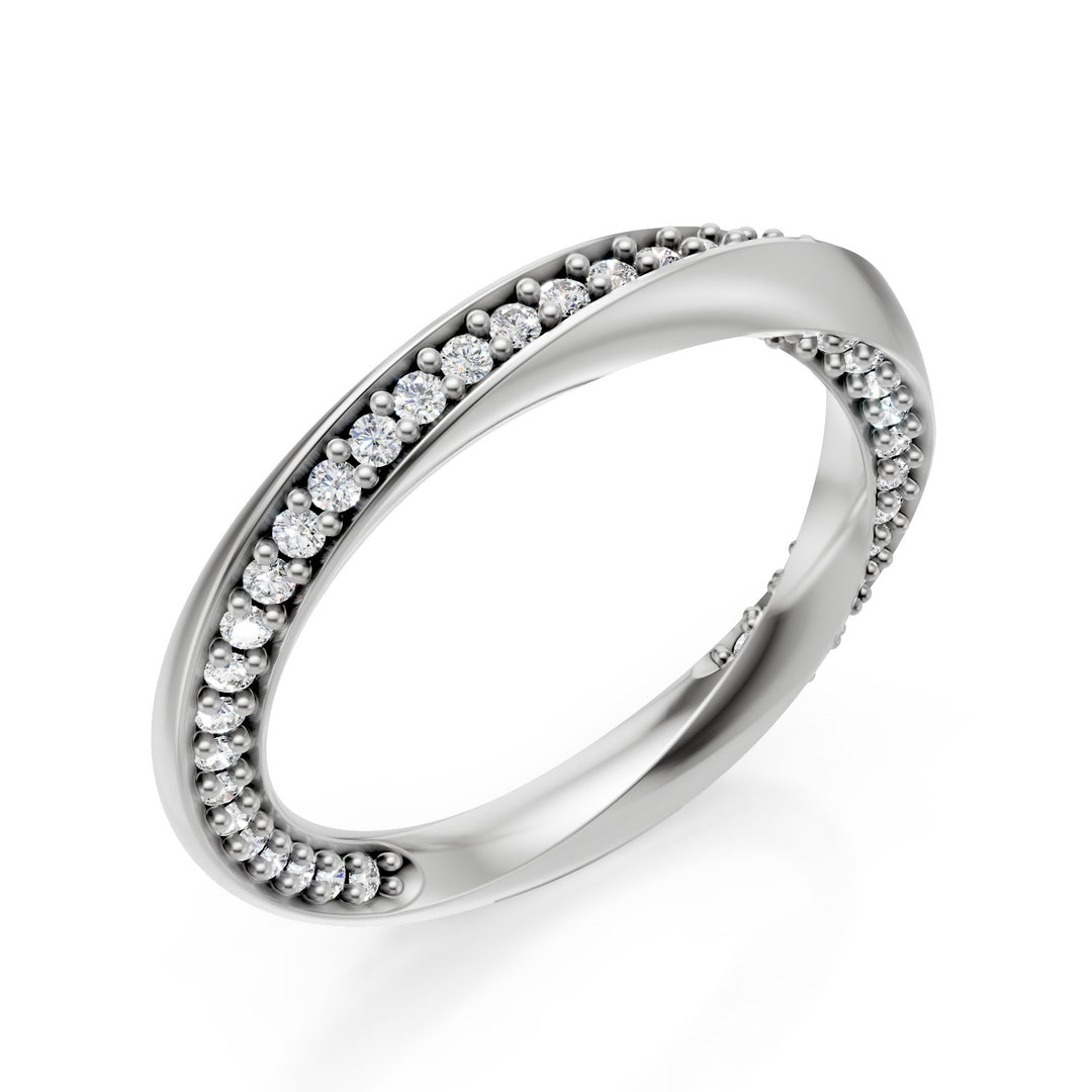 Anillo de luna nueva de Golay con pavé de diamantes alternados. oro blanco AD623DB-25027110056
