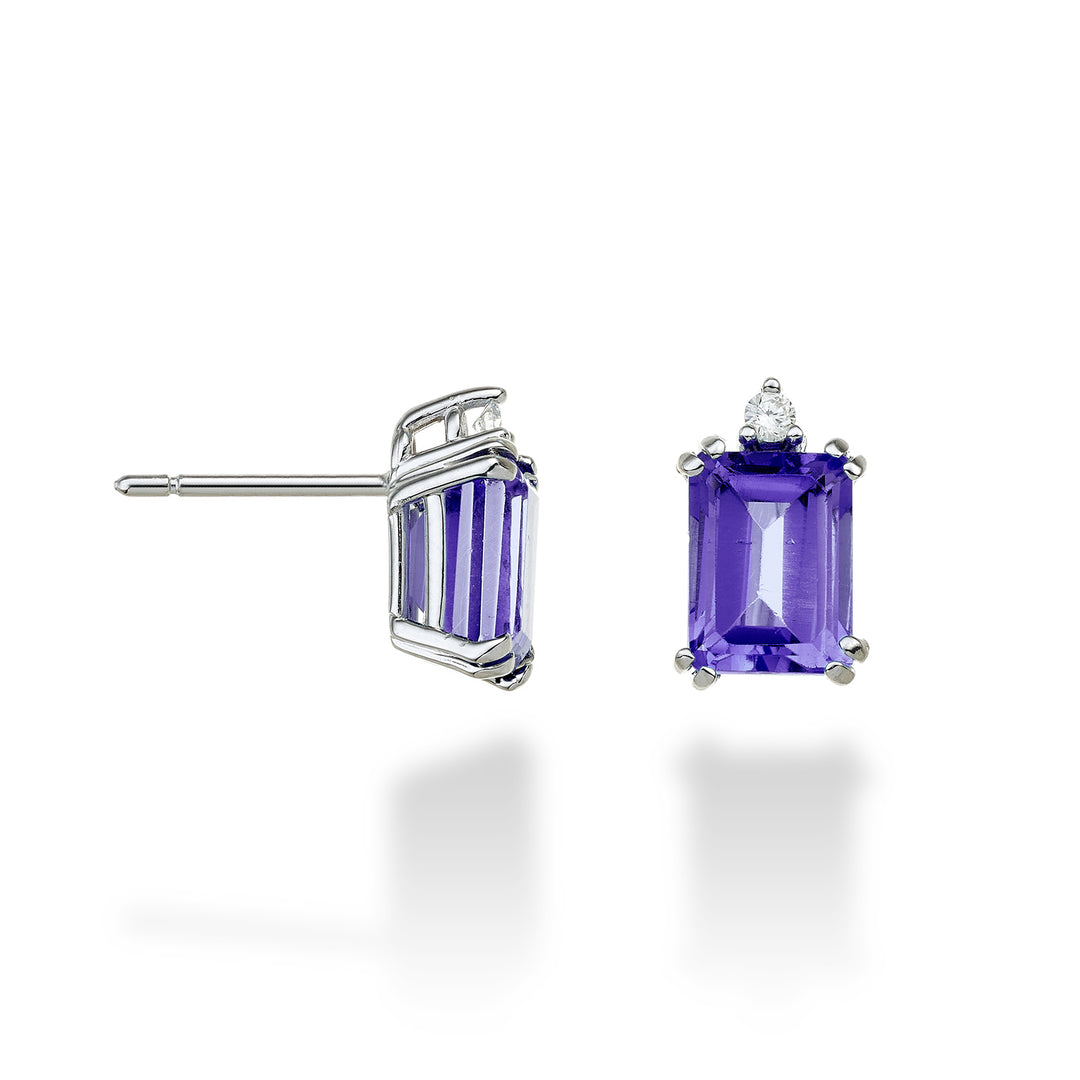Mikiko oder 18k achteckiger Amethyst 8x6 ct.2,60 Durchm. ct.0,06 MOCL090DIAMET3O4