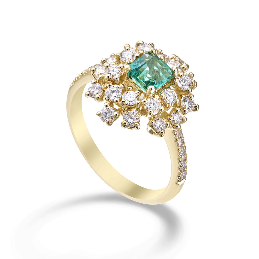 Anillo Golay cuadrado esmeralda 5x5 contorno irregular ACLC843DSM55-26068110092